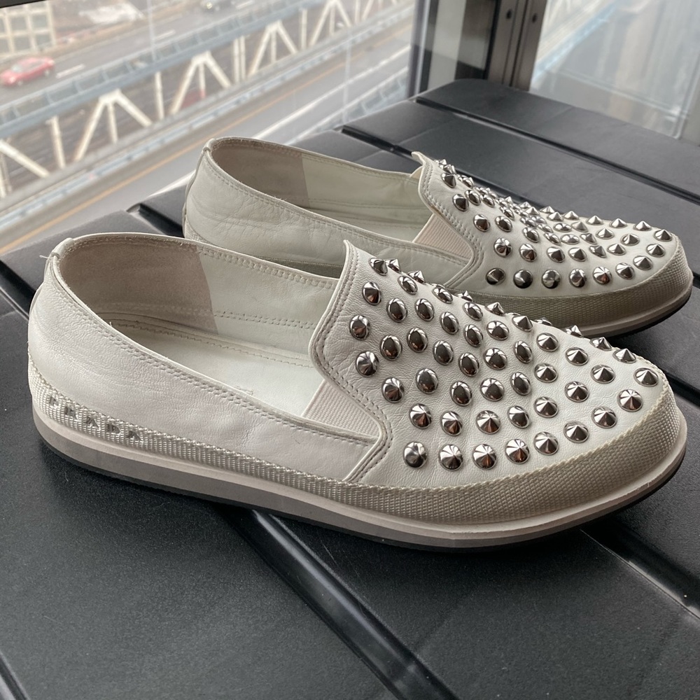 Prada Leather Studded Loafer